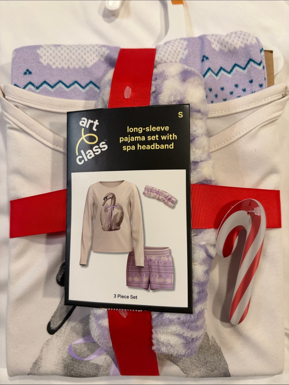 New Lavender White Girls' 3-Piece Pajama Set with Spa Headband 101-104